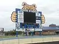 The "Aggievision" Scoreboard in the North endzone of Truist Stadium in 2012.