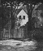 Agnes Weinrich, Etching (House at the Hillside), 1919 as published in Touchstone magazine v. 4, n. 4, January 1919