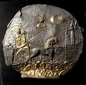 Plate depicting Cybele pulled by lions. Ai Khanoum.