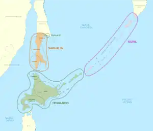 Distribution of Ainu languages