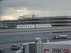 An AirTrain vehicle as seen from Terminal 4