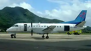 Air Rarotonga Saab 340 inter-island airliner at the airport