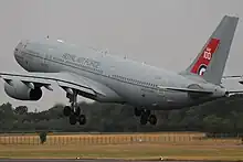 Royal Air Force Voyager KC2 ZZ330 displaying the RAF 100 centenary anniversary markings, 2018.