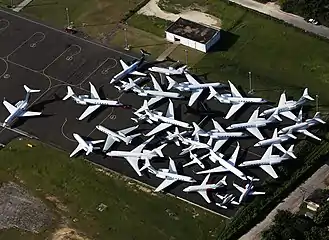 The apron at Anguilla Wallblake Airport clogged with business jets