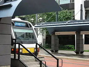 Southbound Blue Line train at Akard