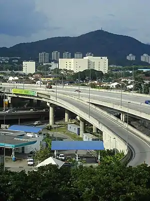 The Ampang–Kuala Lumpur Elevated Highway's interchange with Kuala Lumpur Middle Ring Road 2 in Ampang.