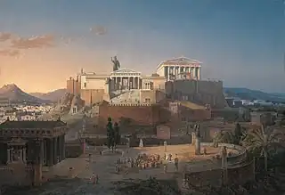 Painting of an idealized reconstruction of the Acropolis and Areios Pagos in Athens, by Leo von Klenze (1846).