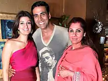 Members of the Khanna family, Twinkle Khanna (left), Akshay Kumar (centre) and Dimple Kapadia (right).