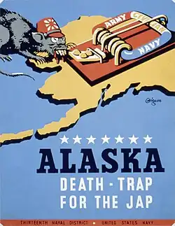 Image 14Propaganda poster, World War II, depicting Alaska as a death trap for Japan. (from History of Alaska)