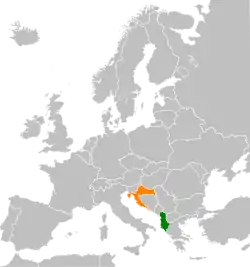 Map indicating locations of Albania and Croatia