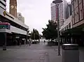 Albert Street, showing the now covered area of the bus tunnel leading to the King George Square busway station