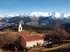 Église Saint-Nicolas, Calasima, with Punta Artica in background