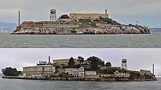 Views of both long sides of the island.