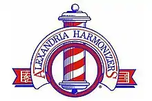 Logo of the Alexandria Harmonizers chapter of the Barbershop Harmony Society.