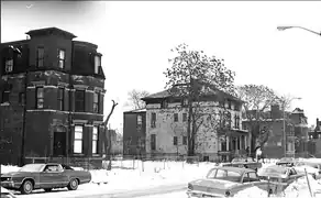 Alfred Street in the 1970s.The first house was the Thomas McGraw House built in 1874 and demolished in 2001.