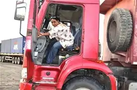 A truck operator at Al Gamil, the largest construction company in Djibouti.