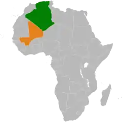 Map indicating locations of Algeria and Mali