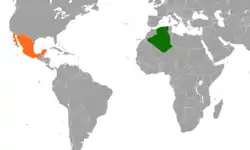 Map indicating locations of Algeria and Mexico