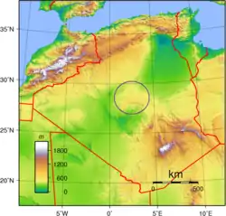 Location of the Tademaït Plateau in Algeria.