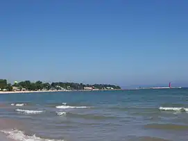 Looking over Lake Michigan at part of Algoma