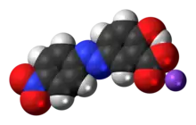 Space-filling model of Alizarine Yellow R as a sodium salt