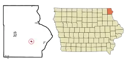 Location of Waterville, Iowa