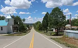 County Road 329 and the Allison Community Presbyterian Church, August 2019