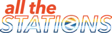 A coloured logo in the colours of a rainbow, with ALL THE STATIONS printed in caps with 'all the' in bright orange.