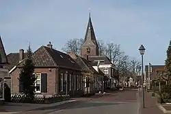 Almen, church in the street