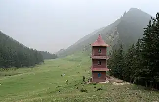 Landscape with modern pagoda in Helan uplands.