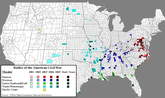 Battles of the American Civil War by Theater and Year