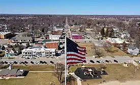 Aerial view centered along Washington Street