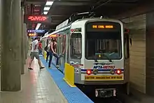 Train departing Amherst Street Station.