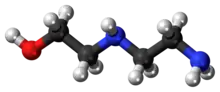 Ball-and-stick model of the aminoethylethanolamine molecule