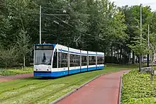 Five-section low-floor car in Amsterdam