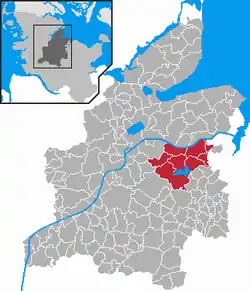 Map of Rendsburg-Eckernförde highlighting Achterwehr