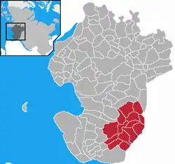 Map of Dithmarschen highlighting Burg-Sankt Michaelisdonn