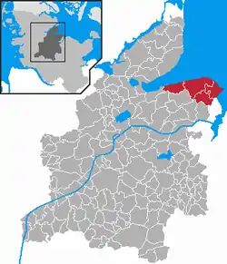 Map of Rendsburg-Eckernförde highlighting Dänischenhagen