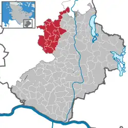 Map of Dithmarschen highlighting Sandesneben