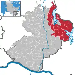 Map of Lauenburg highlighting Lauenburgische Seen