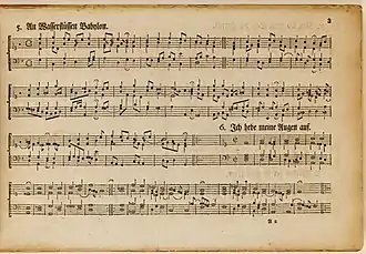 Vol. 1 (1765), p. 3, containing BWV 267 by J. S. Bach and BWV Anh. 203 by D. Vetter.