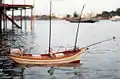 An old pinas model floating on the Terengganu river, 1981