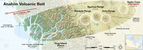 Image 3Map of the Anahim Volcanic Belt centers. (from Geology of the Pacific Northwest)