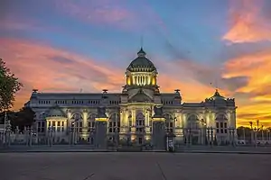 Image 41Ananta Samakhom Throne Hall, the royal reception hall built in European architectural style. Construction was started by Rama V, but was completed in 1915. (from History of Thailand)