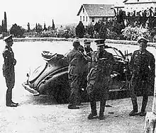 Image 20Georgios Tsolakoglou with Wehrmacht officers arrives at Macedonia Hall of Anatolia College in Thessaloniki, to sign the surrender (April 1941) (from History of Greece)