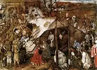 Brueghel's Adoration of the Kings [nl], tempera on canvas, c.1556, Royal Museums of Fine Arts of Belgium, Brussels