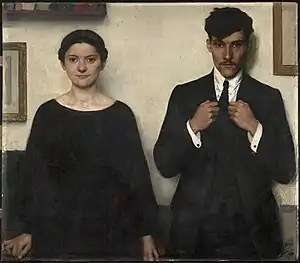 His children, Valentine and Pierre (1925)