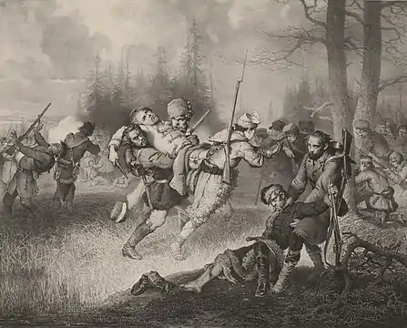 Michał Elwiro Andriolli. Death of Ludwik Narbutt in Dubichi (Russian Empire). National Museum of Lithuania.