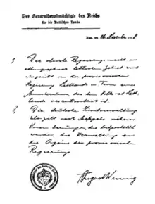 Image 32Winnig's note of November 26, 1918 (from History of Latvia)