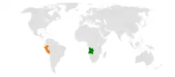 Map indicating locations of Angola and Peru